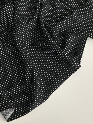 Тканина штапель чорний с білими мілкими горошками розміром 0,2*0,2см