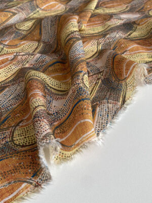 Батист Італія в теракотово-жовто-блакитній гамі абстракція