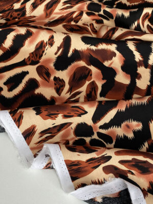 Штапель віскоза енімал дизайн коричнево-чорна зебра абстракція