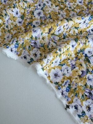 Штапель віскоза жовто-сиреневі квіточки