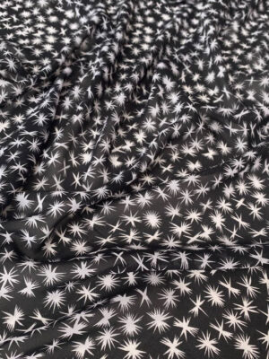 Шифон принт чорний з білим малюнком по типу зірочок
