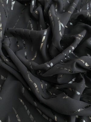 Шифон чорний з тонкою фантазійною аплікацією