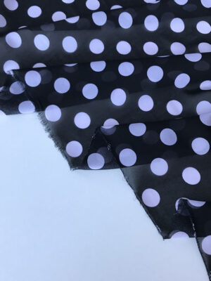 Шифон не прозорий чорний з білими горошками розміром 2*2см