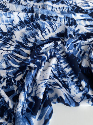 Штапель синя абстракція Віяло на білому