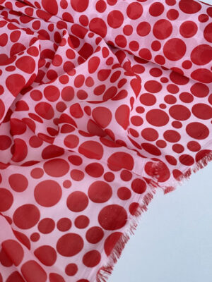 Прозорий шифон білий з черновими горохами різного розміру - великий 3,2*3,2см,  маленький 1,1*1,1см