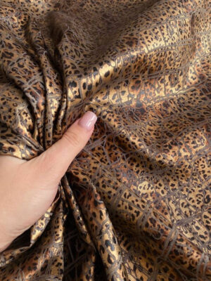 Котон-атлас з фантазійним леопардовим дизайном в коричневій гамі, костюмна щільність