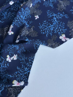 Суперсофт темно-синього кольору з морськими мотивами - корали і квіти