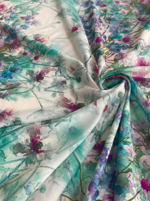 Суперсофт білого кольору з абстракційним квітковим дизайном бірюзова акварель з ромашками