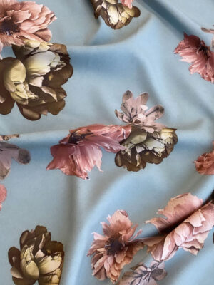 Суперсофт акварельні рожево-оливкові квіти на фоні тіффані