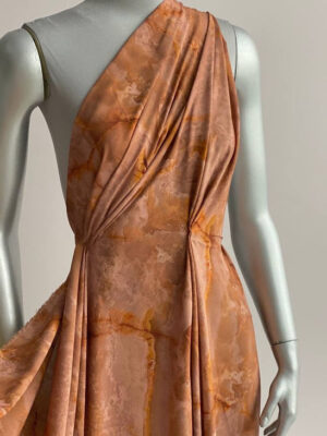 Суперсофт з акварельним муаровим дизайном в коричнево-помаранчових кольорах