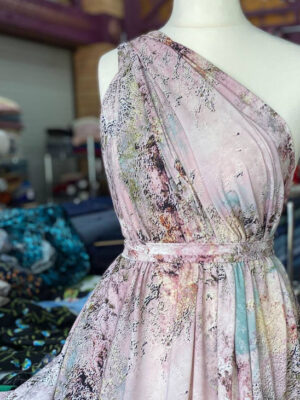 Суперсофт з акварельним муаровим дизайном в коричнево-помаранчових кольорах