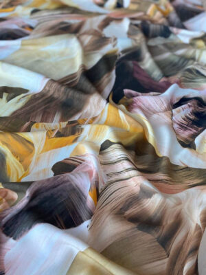 Шифон віскозний Італія жатий з абстракційним принтом Сахара