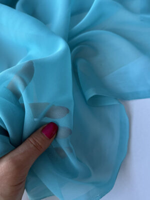 Шифон прозорий яскравого блакитно-бірюзового кольору
