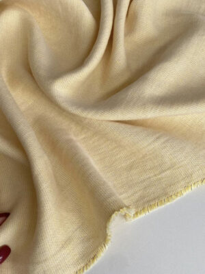Льон костюмний Італія ванільного кольору з жовтим люрексом