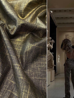 Льон костюмний чорного кольору з золотим напиленням