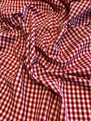 Котон з темно-червоною клітинкою на білому, розмір клітинки 4мм