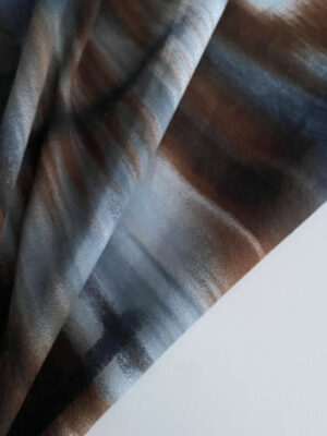 Джинс Італія з акварельною абстракцією в кольораз коричнево-рижий, темний синій і темна морська хвиля