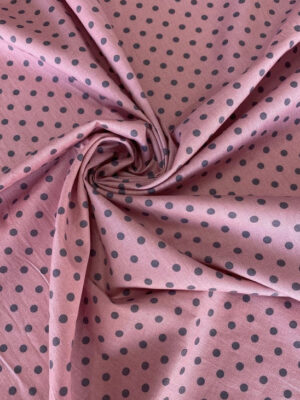 Стрейч котон ніжно фрезового кольору з світло-сірими горошками діаметром 4мм