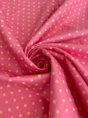 Котон полірований рожевого кольору з бежевими горошками діаметром 4мм