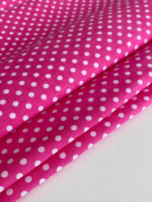 Котон-батист рожевого кольору з білими горошками діаметром 4мм