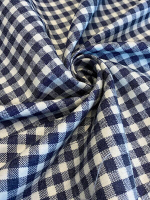 Котон-джинс в синю з молочним клітиночку, кл. 6см