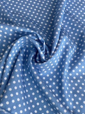 Лайт денім з білими горошками 0,5см на блакитному фоні